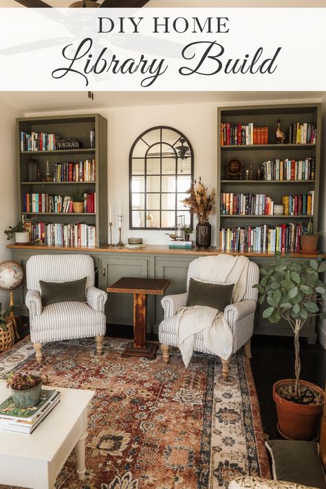 Home Library Diy, Diy Home Library, Deco Spa, Diy Bookshelves, Dining Room Library, Cozy Home Library, Home Library Rooms, Room Library, Home Library Design