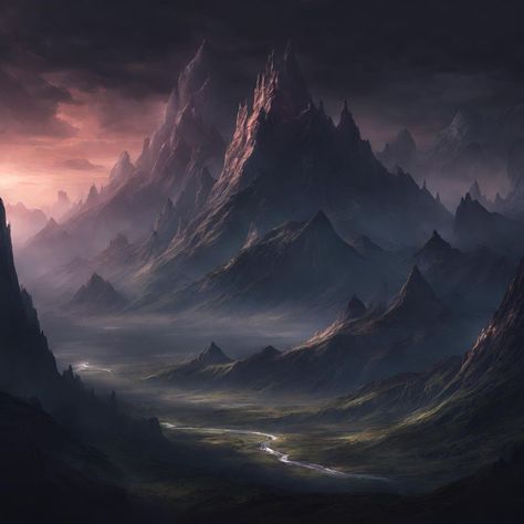 mountain, stone, background, rock, valley, landscape, illustration, fantasy, river, dark Rocky Fantasy Landscape, Fantasy Dark Landscape, Nordic Fantasy Landscape, Fantasy Mountain Aesthetic, Mountain Fantasy City, Dark Fantasy Landscape Art, Fantasy Mountain City, Dark Mountain Aesthetic, Mythical Mountains