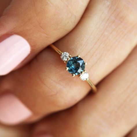 What better way to celebrate Midweek than with this lovely blue sapphire ring 💫💙 Simple and delicate - perfect for a modern woman. ✨tap for details. Purple Engagement Ring, Round Blue Sapphire Ring, Purple Engagement Rings, Chatham Alexandrite, Water Ring, Blue Sapphire Diamond Ring, Diamond Sapphire Engagement Ring, Sapphire Diamond Engagement, Gold Pearl Ring