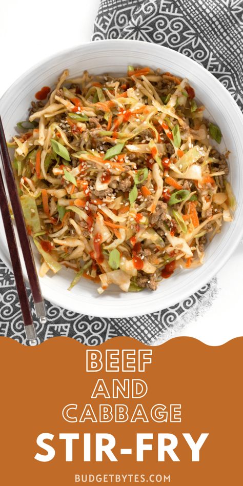 Beef And Cabbage Stir Fry, Cabbage Stir Fry, Chicken And Cabbage, Beef And Cabbage, Easy Healthy Dinner, Low Carb Meal Plan, Cole Slaw, Beef Stir Fry, Coleslaw Mix