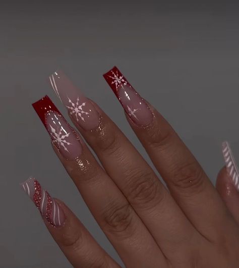 Christmas Nail Designs Acrylic, Nagellack Trends, Red Christmas Nails, Winter Nails Acrylic, Cute Christmas Nails, Her Nails, Acrylic Nails Coffin Pink, Christmas Nails Acrylic, White Nail