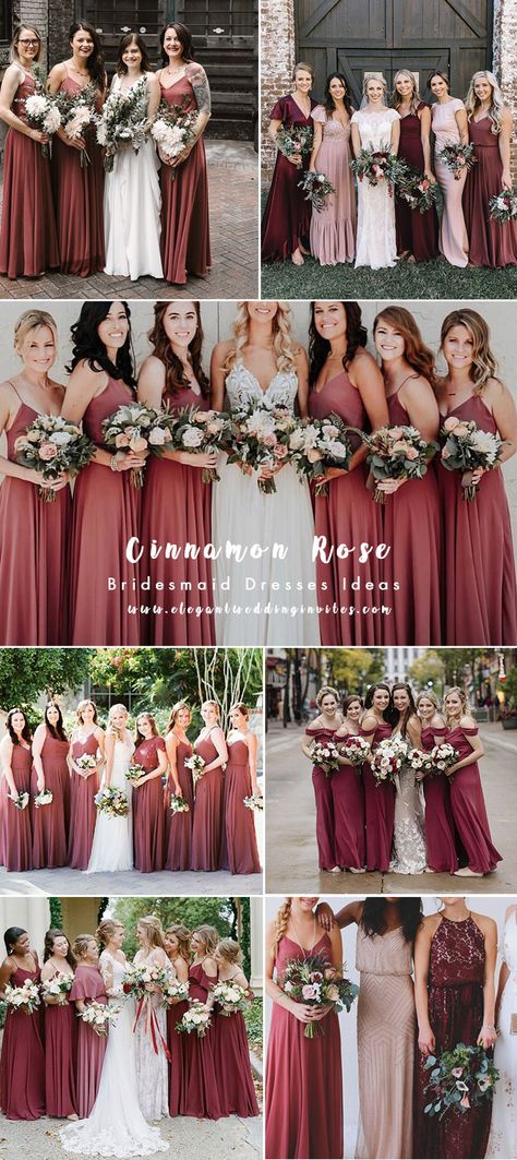 Red Fall Bridesmaid Dresses, Bridesmaid Dresses Cinnamon Rose, Cinnamon Rose Dress Wedding, Bridal Party Cabernet, Summer Colors For Bridesmaid Dresses, Bridesmaid Dresses Canyon Rose, Rose Colored Bridesmaids Dresses, Cinammon Rose Bridesmaid Dress, Cinnamon Rose And Dusty Rose Wedding