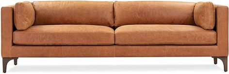 POLY & BARK Argan Sofa in Full-Grain Pure-Aniline Italian Leather, Cognac Tan Tan Sofas, Sofa Cognac, Tan Living Room, Poly And Bark, Poly & Bark, Wooden Coffee Table, Kiln Dried Wood, Leather Hide, Modern Floor Lamps