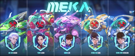 Members of MEKA. From Overwatch Overwatch Drawings, D.va Overwatch, Overwatch Memes, Overwatch Comic, Overwatch Fan Art, Overwatch 2, Cute Games, Kawaii Aesthetic, Gamer Girl