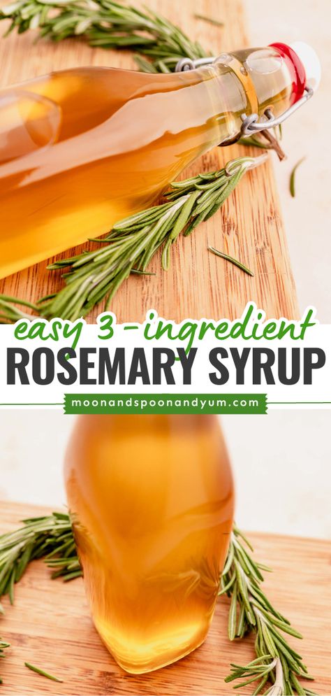 Elevate your drinks and desserts with this cozy Rosemary Simple Syrup. It’s not only quick and easy to make, but it also adds a delightful herbal touch to your favorite recipes. Perfect for holidays, special occasions, or just because, this syrup is a must-have for your pantry. Rosemary Honey Simple Syrup, Cranberry Rosemary Simple Syrup, Rosemary Simple Syrup Recipe, Canning Syrup Recipes, Rosemary Syrup Recipe, Making Simple Syrup, Infused Simple Syrup Recipe, Rosemary Simple Syrup Recipe Cocktails, Flavoured Simple Syrup