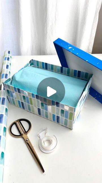 Paper Source on Instagram: "Shoe box wrap hack 🎁  This advanced wrap technique makes for a great upcycle and is easy to reuse!  Want to know how to fill it for a fun Father's Day bundle? Like for a part 2!  #fathersdaygift #giftbox #shoeboxupcycle #upcycle #recycle #giftwrap #giftwrapinspo #papersource" Gift Wrap Shoe Box, Gift Wrap Shoe Box Ideas, Box Wrapping Ideas Packaging, Cute Box Ideas Diy, Gift Box Covering Ideas, Covering Boxes, How To Wrap Shoes Box For Gift, Gift Wrapping Shoes Boxes, Wrap Box Ideas