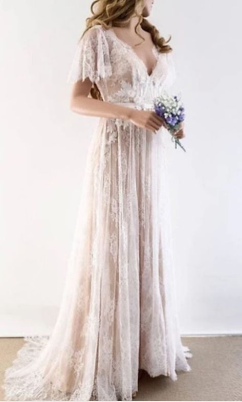 Weddings Idea, Boho Wedding Dresses, Backless Bridal Gowns, Wedding Dresses A Line, Short Sleeve Wedding Dress, Party 2023, Cheap Wedding Dresses Online, Waist Jacket, Fairy Dresses