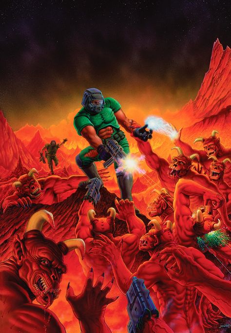 Doom Cover, Doom Classic, Doom 1993, Doom Videogame, Doom 2, Doom 2016, Doom Slayer, Doom Game, Retro Gaming Art