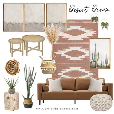 Desert Dream Interior Design Mood Board by KylieWhiteSpace Desert Theme Bedroom, Dream Mood Board, Southwest Decor Living Room, Desert Interior Design, Southwest Living Room, Desert Living Room, Desert Inspired Decor, Modern Southwest Decor, Southwestern Interior