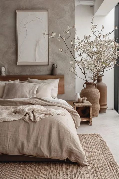 25 Japandi Bedroom Ideas for a Perfect Blend of Minimalism and Comfort Japandi Grey Bedroom, Eco Modern Bedroom, Wabi Sabi Bedroom Design Minimalist, Japanese Bedroom Modern, Colorful Adult Bedroom, Japandi Bedding, Rustic Cozy Bedroom, Scandinavian Bedroom Minimalist, Japandi Interiors Bedroom