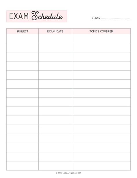 This free printable exam schedule template helps student keep track of their exams. Students can fill in the subject name, exam date and the topics that need to be covered. Final Exam Schedule Template, Test Schedule Template, Exam Schedule Ideas, Exam Planner Template, Exam Timetable Template, Schedule For College Students, Exam Schedule Template, Studying Schedule, College Templates