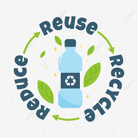 Reduce And Reuse, Recycle Drawing, 3r Reduce Reuse Recycle, Reuse Water Bottles, Plastic Background, Reduce Plastic Use, Student Clipart, Water Recycling, Notebook Labels