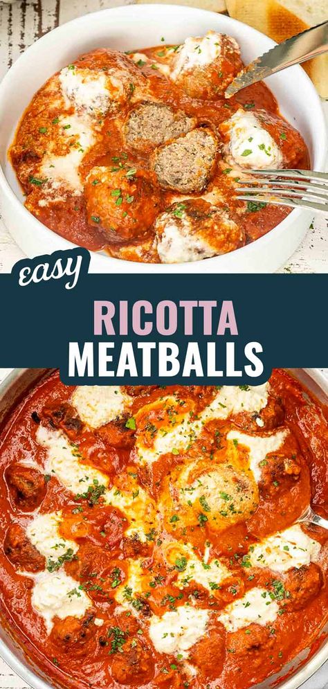 Risotto And Meatballs, Ricotta Meatball Recipes, Meatball And Ricotta, Meatballs With Ricotta Cheese, Meatball Ricotta, Ricotta Balls, Ground Pork Meatballs, Italian Sausage Meatballs, Italian Beef Recipes