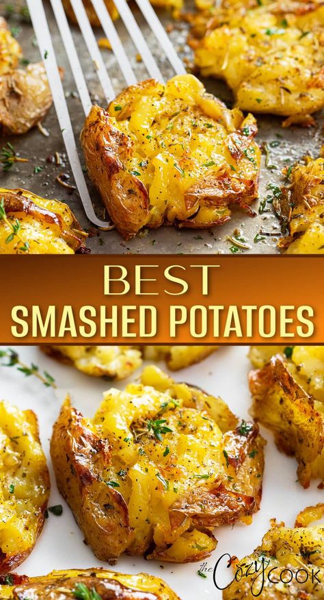 Best Side Dish, Smashed Potatoes Recipe, Crispy Smashed Potatoes, Potato Recipes Side Dishes, Pork Steak, Smashed Potatoes, Potato Side Dishes, Veggie Side Dishes, Health Dinner Recipes