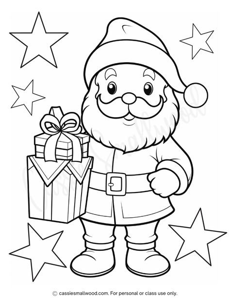 Santa with gifts and stars coloring sheet free printable Christmas Pictures To Color Printable, Santa Coloring Pictures, Christmas Coloring Printables Free, Christmas Coloring Sheets Free Printable, Christmas Coloring Printables, Santa Claus Coloring Pages, Santa Claus Printable, Christmas Pictures To Color, Christmas Drawings For Kids