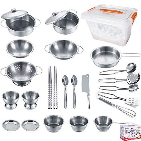 Kitchen Toys, Educational Toys For Toddlers, Toys For Toddlers, Utensils Set, Cooking Utensils Set, Pots Pans, Steel Kitchen, Kits For Kids, Role Play