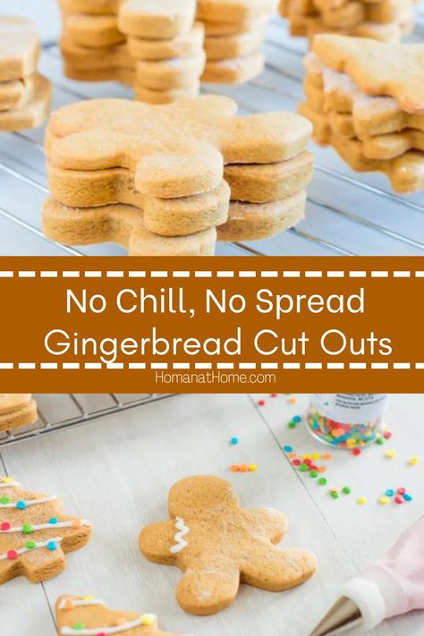 Gingerbread Cookies For Kids, No Chill Gingerbread Roll Out Cookies, Gingerbread Cookies That Don't Spread, Gingerbread Cookie Cutout Recipe, Gingerbread Cut Out Cookie Recipe, Easy Gingerbread Cookie Recipes, Best Cut Out Gingerbread Cookies, Ginger Bread Cut Out Cookies, Gingerbread Cookies No Spread