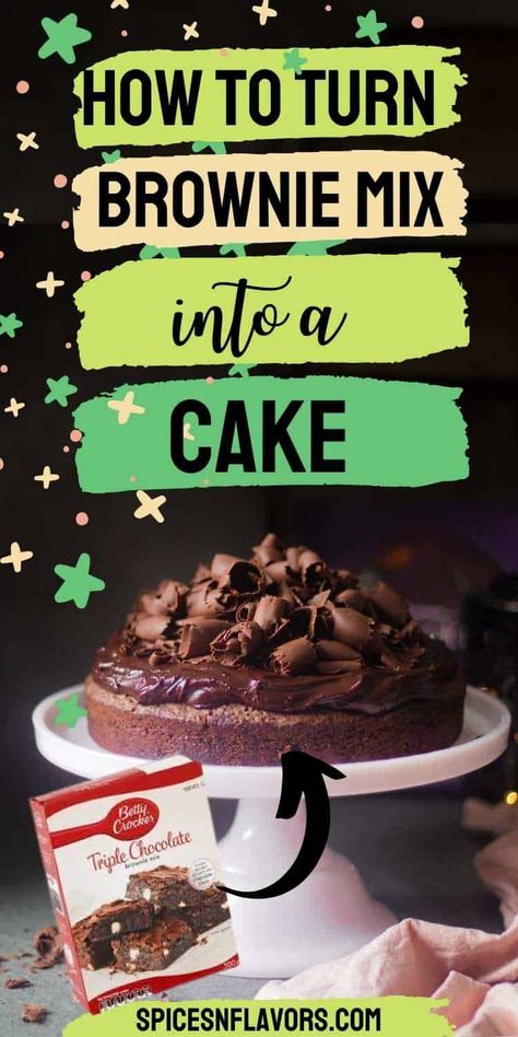 Brownie Cake From Mix Boxes, How To Make Brownies More Cake Like, Cake Like Brownies From A Box How To Make, Brownie Mix To Cake, Boxed Brownie Mix Uses, Brownie Mix Chocolate Cake, Brownie Mix Bundt Cake Recipes, Turn White Cake Mix Into Chocolate, Cake With Brownie Mix Recipe