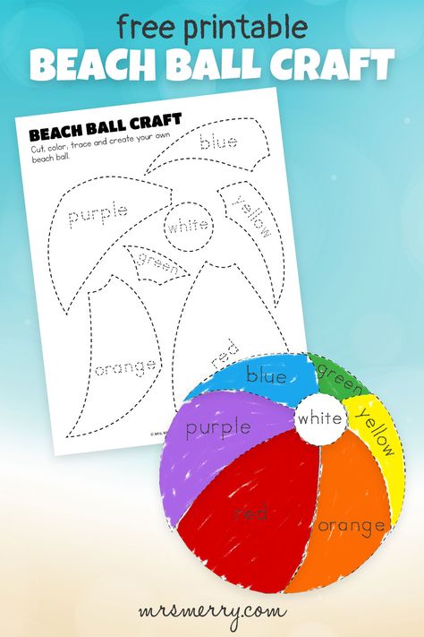 free beach ball craft Beach Ball Craft, Beach Ball Crafts, Printable For Preschool, Paper Plate Art, Letter D Crafts, Ball Craft, Holiday Art Projects, Activity For Preschoolers, Easy Holidays Crafts