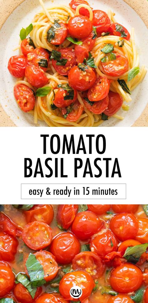 The most classic of all combinations comes together in this quick, juicy tomato basil pasta. It's satisfying, easy to make and absolutely delicious! #pastarecipes #tomatorecipes #pastadinnerrecipes #quickandeasydinnerrecipes Basil Pasta Recipes, Tomato Pasta Recipe, Mozzarella Pasta, Tomato Basil Pasta, Easy Pasta Dinner, Italian Pasta Dishes, Basil Pasta, Easy Pasta Dishes, Pasta Dinners