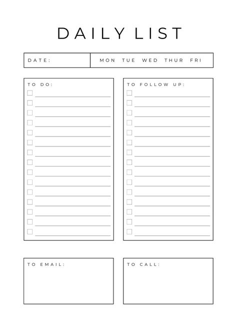 Digital Daily List Template Minimal/monochrome, Printable and Downloadable - Etsy in 2024 | List template, Daily list, Monthly planner template Canva Idea, Planner Monthly Layout, Editable Birthday Cards, Minimal Monochrome, Notes Stickers, A6 Planner, Daily List, Aesthetic Planner, Planner Writing