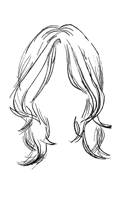 Hairstyle Base Drawing, Front Hair Base Drawing, Bangs Base Drawing, Hairstyles Long Hair Drawing, Hair Base Ponytail, Butterfly Haircut Drawing, Anime Hair Reference Female Long, Bangstyle Hair Long Drawing, Hair Styles For Long Hair Drawing