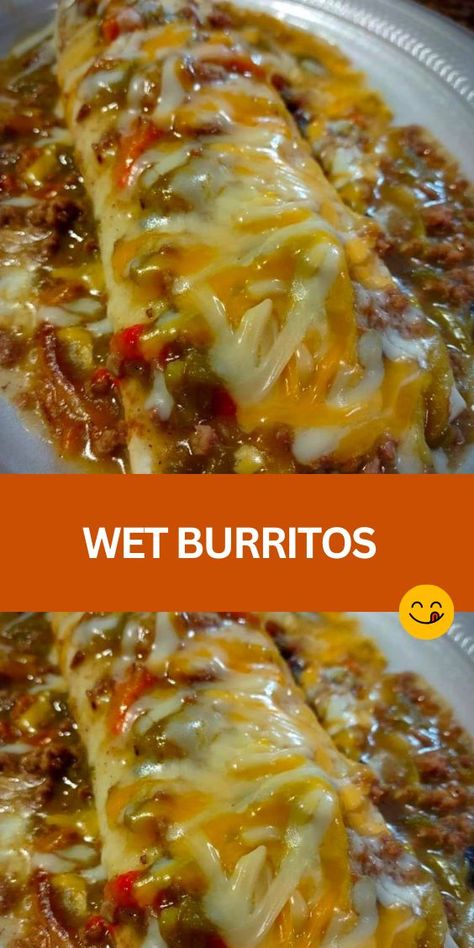 Wet Burritos - Easy & Flavorful Wet Burritos Recipe! These Tex-Mex burritos are filled with seasoned ground beef, refried beans, and a savory sauce, then baked to perfection with melted cheese on top. Perfect for weeknight dinners or casual gatherings! Beef Burrito Casserole Easy Recipes, Easy Burrito Bake, Beef Burrito Supreme, Mexican Bean Burritos, Best Burritos Recipe, Frozen Beef And Bean Burritos, Easy Wet Burrito Recipe Ground Beef, Loaded Queso Burritos, Beltline Bar Wet Burrito Recipe