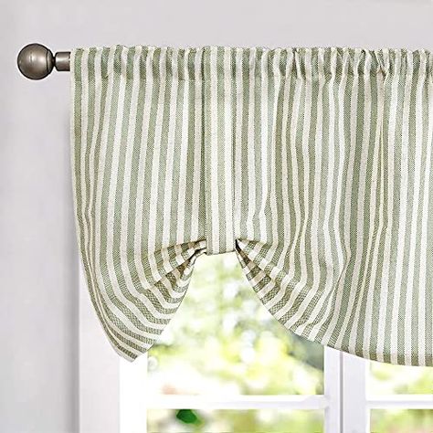 Curtain For Kitchen, Tie Up Valance, Tie Up Curtains, Window Toppers, French Door Curtains, Small Window Curtains, Kitchen Valances, Short Curtains, Valance Window Treatments