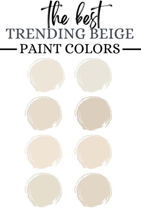 the best beige paint colors for 2024. These warm beige paint colors are beautiful and so light and airy. If you're searching for a cream paint colors or pale beige colors, you'll love this list. Best Beige Whole House Colors, Pale Beige Paint Colors, Peachy Beige Paint, Best Beige Exterior Paint Color, Modern Beige Paint Colors, Best Beige Paint Color, Light Beige Paint Colors, Warm Beige Paint Colors, Interior House Paint Colors