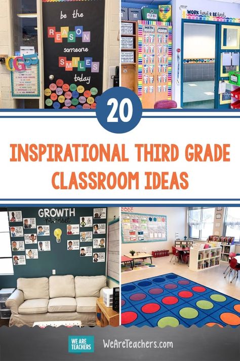 17 Inspirational Third Grade Classroom Ideas - We Are Teachers 3rd Grade Departmentalized Classroom, 3rd Grade Level Books, 3rd Grade Ela Classroom Setup, Third Grade Ela Classroom Setup, 3rd Grade Reading Classroom, 3rd Grade Classroom Setup Ideas Desk Arrangements, Gender Neutral Classroom Themes, Classroom Themes 3rd Grade, Third Grade Bulletin Board Ideas