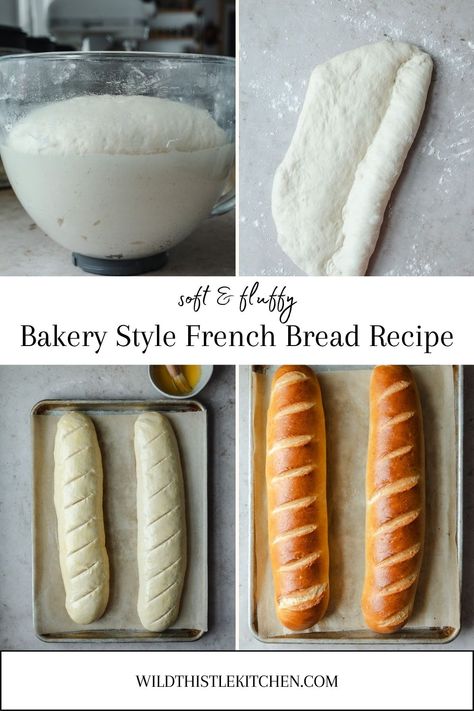 This bakery style, soft and fluffy French bread recipe is so easy to make at home and is a must for serving alongside soups and stews! (cups & gram measurements!) #frenchbreadrecipe #frenchbread #frenchbreadrecipehomemade #painfrancais The Best Soft French Bread, Bread For Soups Easy Recipes, Quick And Easy French Bread, French Bread Recipe Instant Yeast, French Bread Recipe Easy, Chewy French Bread Recipe, Homemade French Bread Recipes, Easy French Loaf Recipe, Homemade French Baguette Recipe