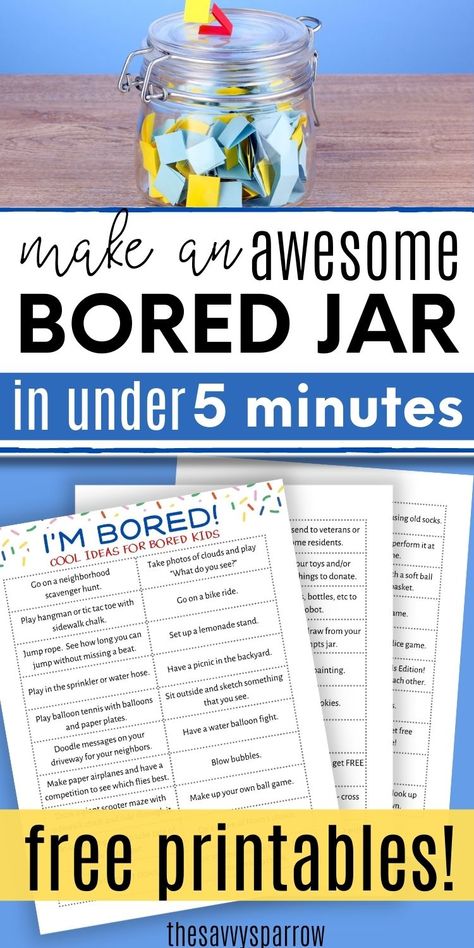 I Am Bored Jar Ideas, I’m Bored Ideas For Kids, Summer I’m Bored List, Kids Bored List, Board Jar Ideas, Summer Lists For Kids, I’m Bored Jar For Kids, Bored Acronym For Kids, I’m Bored Jar Ideas