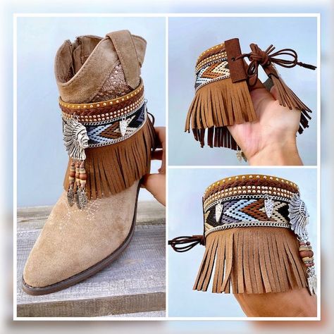 Cover Boots, Australian Boots, Boots Boho, Free Jewellery Making Tutorials, Look Boho Chic, Boot Bracelet, Boot Toppers, Boot Bling, Boho Boots