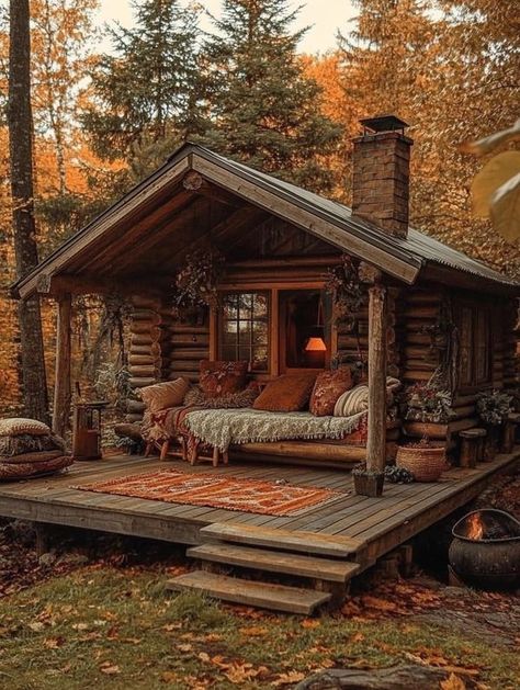 Small Cabin In The Woods, Rustic Tiny House, A Cabin In The Woods, Little Cabin In The Woods, Mountain Cabins, Log Cabin Rustic, Forest Cottage, Small Log Cabin, Cabin Tiny House