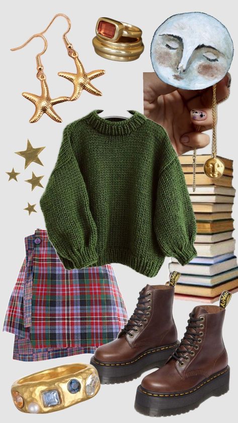 Whimsy look #whimsical #books #soft #knitwear #cute #fashion #look #librarian Whimsical Clothing Aesthetic, Soft Academia Outfits, Soft Academia Outfit, Whimsical Outfit Aesthetic, Soft Academia Aesthetic Outfits, Bookworm Aesthetic Outfit, Library Aesthetic Outfit, Bookworm Outfit, Bookworm Fashion