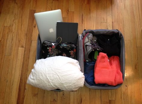 Why I Want To Live Out Of A Suitcase Even When Im Not Traveling Minimalist Everything I Own, Frugal Living Aesthetic, Living Out Of A Suitcase, Live Out Of A Suitcase, Open Suitcase Aesthetic, How To Fit Everything In A Suitcase, Living Out Of A Suitcase Tips, Eco-friendly Bags With Top Carry Handle For On-the-go, Vintage Skis