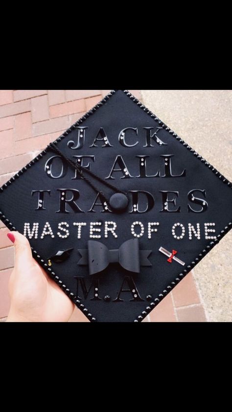 Masters Graduation Cap #jackofalltrades // follow us @motivation2study for daily inspiration Masters Graduation Cap, Degree Cap, Mba Graduation, Masters Degree Graduation, Graduation Cap Ideas, College Grad Cap Ideas, Masters Graduation, Graduation Cap Decoration Diy, College Graduation Cap Decoration