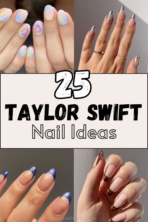 25 Taylor Swift Nail Ideas - Lauren Erro Speak Now Taylor Swift Nails Inspired, Easy Taylor Swift Nails, Debut Nails Taylor Swift, Simple Taylor Swift Nails, Fearless Nails Taylor Swift, Taylor Swift Debut Nails, Folklore Nails Taylor Swift, Taylor Swift Acrylic Nails, Taylor Swift Themed Nails