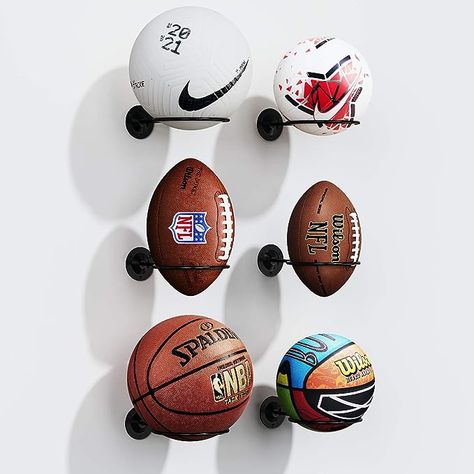 S SUCHEK Basketball Holder Wall Mount, Ball Holder Wall Mount, Ball Display Wall Storage for Basketball, Soccer Ball, Volleyball, Football, Rugby Boys Basketball Room, Boys Basketball Bedroom, Basketball Holder, Soccer Bedroom, Sports Themed Bedroom, Ball Volleyball, Sports Room Boys, Boy Sports Bedroom, Basketball Bedroom