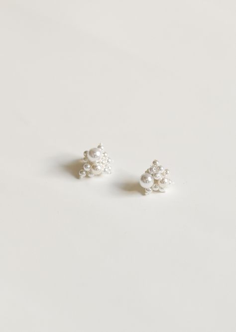 Demi Stud - day 4 — A.B. ELLIE | H D W R Silver Earrings Wedding, Best Bride, Bride Earrings, Light Ivory, Bride Accessories, Ivory Pearl, Contemporary Romances, Pearl Wedding, Pearl Studs