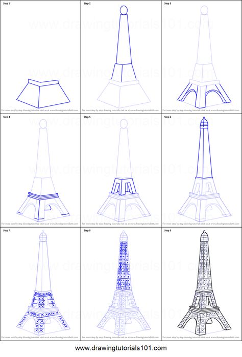 How To Draw Eiffel Tower Step By Step, How To Draw Eiffel Tower, Eiffel Tower Printable, Mini Eiffel Tower, Eiffel Tower Drawing, Paris Drawing, Easy Pictures, Eiffel Tower Painting, Eiffel Tower Art