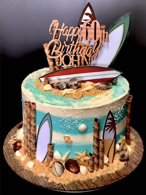 50th Birthday Party Ideas For Men Beach Theme, Birthday Cake Outer Banks, Outer Banks Cakes Ideas, Beach Theme Cake For Men, Surf Cakes Birthday, Obx Outer Banks Birthday Cake, Outer Banks Cake Ideas, Outer Banks Birthday Party Ideas, Outer Banks Birthday Cake