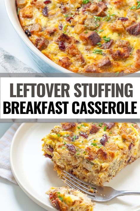 Stuffing Breakfast Casserole, Thanksgiving Leftover Breakfast, Leftover Stuffing Recipes, Leftover Stuffing, Thanksgiving Brunch, Thanksgiving Breakfast, Thanksgiving Stuffing, Healthy Breakfast Recipes Easy, Easy Holiday Recipes