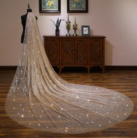 Gold Ivory Cathedral Wedding Veils Long Lace Edge Bridal Veil with Comb Wedding Accessories Bride Mantilla Wedding Veil | Wish Sparkling Wedding Veils, Long Bridal Veil, Champagne Gold Wedding, Gold Veil, Ivory Bridal Veil, Long Veil Wedding, Fingertip Veil, Cathedral Wedding Veils, Flower Veil