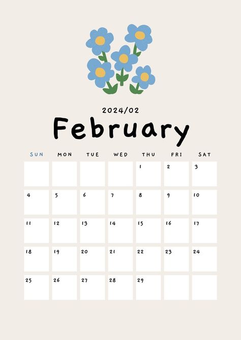 Beige Cute Playful Organic Flower Illustration 2024 Calendar A4 Document - Templates by Canva Free Printable Calendar Templates, Flower Calendar, February Calendar, Calendar Background, 달력 디자인, January Calendar, A4 Document, Cute Calendar, Printable Calendar Template