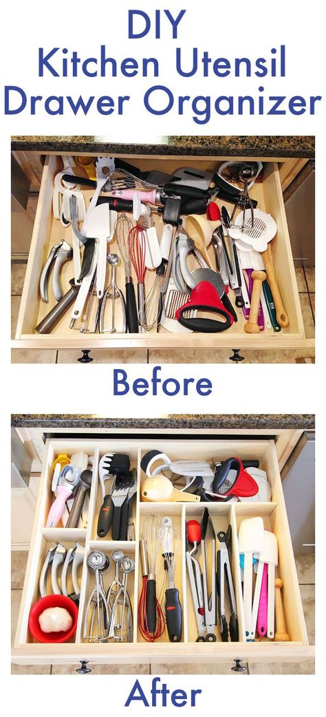 Diy Kitchen Drawer Ideas, Custom Kitchen Drawers, Kitchen Utensil Drawer Organization, Kitchen Utensil Drawer, Utensil Drawer Organization, Kitchen Utensil Organization, Being Organized, Diy Organizer, Utensil Drawer