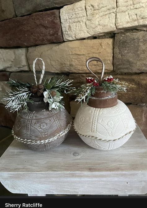 Dollar Store Bowl Ornaments, Dollar Tree Bowl Ornaments, Dollar Tree Ornaments Diy, Primitive Crafts Diy, Diy Farmhouse Christmas Decor, Friends Christmas Ornaments, Tassel Tree, Diy Farmhouse Christmas, Diy Christmas Crafts To Sell