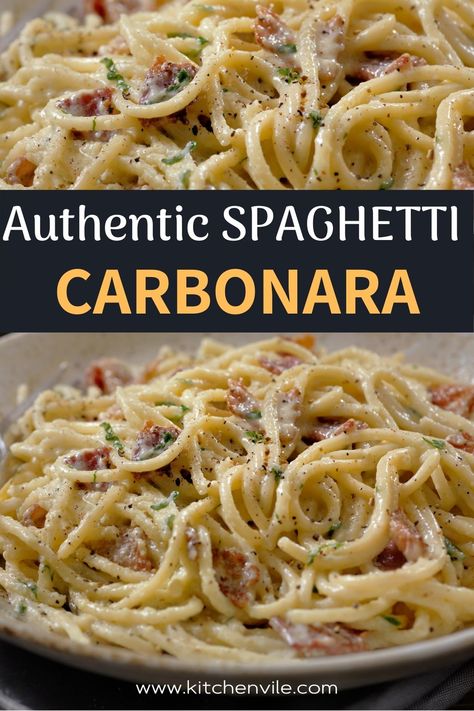 Carbonara Pasta With Sausage, Bulgur, Essen, Carbonara With Ham, Italian Spaghetti Carbonara, Ham Carbonara Pasta, Healthy Spaghetti Noodle Recipes, Spagetti Noodle Recipes Easy, Beef Carbonara Pasta