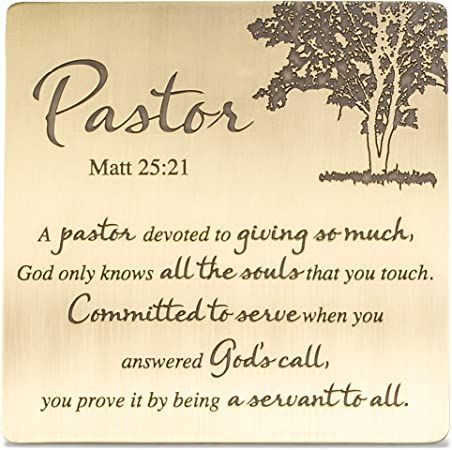 Pastor Servant to All Matthew 25:21 Antique Brass 4 x 4 Metal Table Top and Wall Sign Plaque Matthew 25 21, Pastor Appreciation Quotes, Pastor Appreciation Month, Thank You Plaques, Pastor Appreciation Day, Pastor Appreciation, Matthew 25, Pastors Appreciation, Metal Table Top