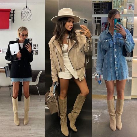 9 looks with suede beige boots 💋👢✨ Believe me when I say these will be the boots of the season 🧸💐 What do you think?💭💌 #suedeshoes #suedeboots #suedebeigeboots #brownboots #cowboyboots #trendyboots #trendylook #trendyoutfits #outfitinspo #outfitinspiration #outfitideas #outfitoftheday #looks #summerlook #aesthetic #fashion #fashionblogger #fashionstyle #styleinspo #stylish #streetstyle Suede Beige Boots Outfit, Brown Suede Western Boots Outfit, Light Brown Suede Boots Outfit, Outfits With Beige Boots, Beige Suede Boots Outfit, Tan Suede Boots Outfit, Beige Cowboy Boots Outfit, Slouch Boots Outfit, Brown Suede Boots Outfit